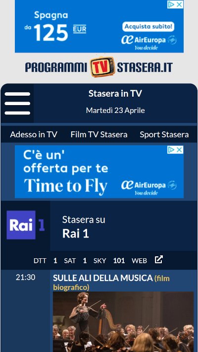 Programmi TV Stasera